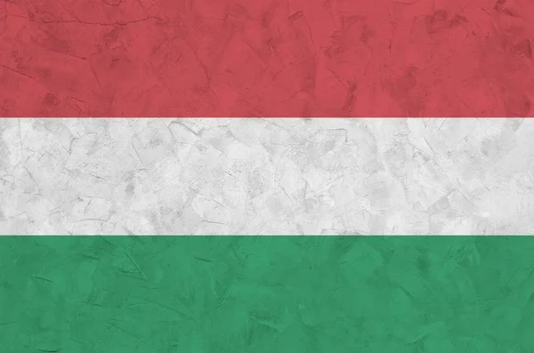 Прапор Угорщини Зображений Яскравими Кольорами Фарби Старому Рельєфному Штукатурному Мурі — стокове фото