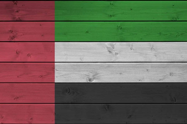 Birleşik Arap Emirlikleri Bayrağı Eski Ahşap Duvarda Parlak Boya Renkleriyle — Stok fotoğraf