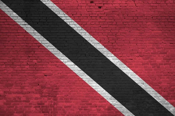Trinidad Tobago Flag Depicted Paint Colors Old Brick Wall Close — Stock Photo, Image