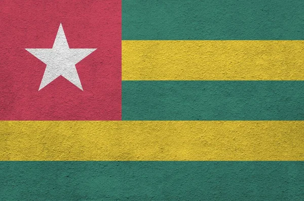 Togo Zászló Ábrázolt Élénk Festék Színek Régi Megkönnyebbülés Vakolás Fal — Stock Fotó