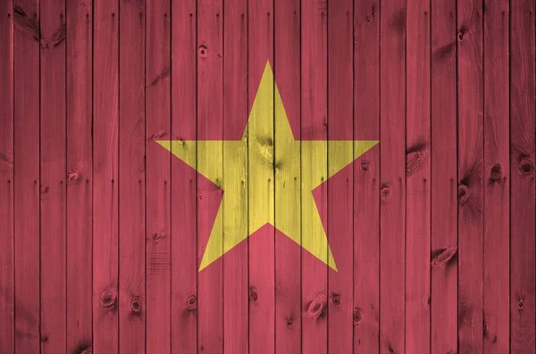 Vietnam Zászló Ábrázolt Élénk Festék Színek Régi Fából Készült Fal — Stock Fotó