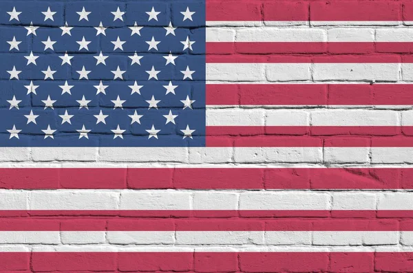 Vereinigte Staaten Von Amerika Flagge Farbe Auf Alten Ziegelwänden Großaufnahme — Stockfoto