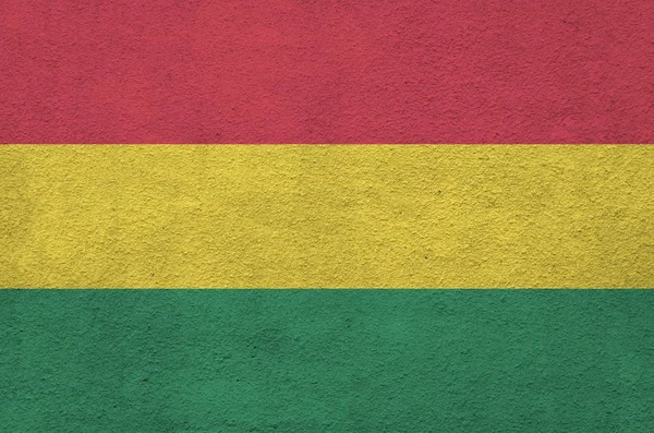 볼리비아의 국기는 구호용 색으로 묘사되어 배경에 길들여진 현수막 — 스톡 사진