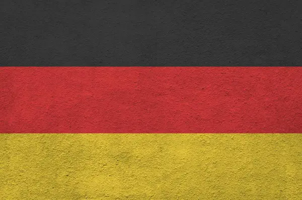 Flaga Niemiec Przedstawiony Jasnych Kolorach Farby Starej Ściany Tynkarskiej Płaskorzeźby — Zdjęcie stockowe