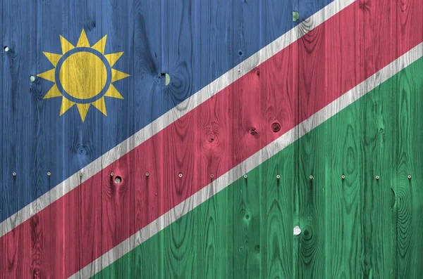 Bandera Namibia Representada Colores Pintura Brillantes Vieja Pared Madera Cerca —  Fotos de Stock