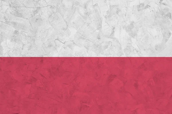 Polská Vlajka Vyobrazená Jasných Barvách Staré Reliéfní Omítce Zblízka Texturovaný — Stock fotografie
