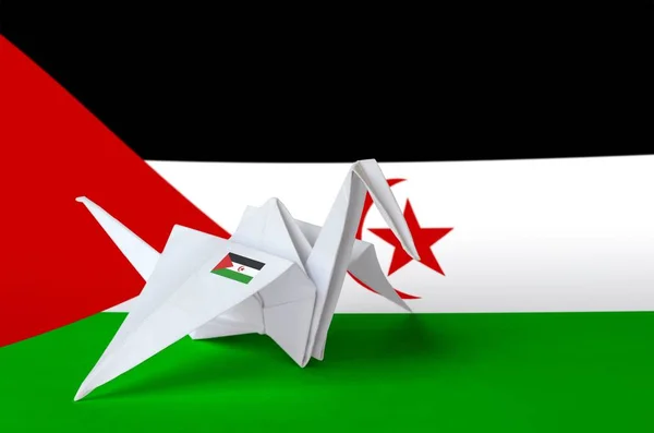 Bandera Del Sahara Occidental Representada Ala Grúa Origami Papel Concepto —  Fotos de Stock