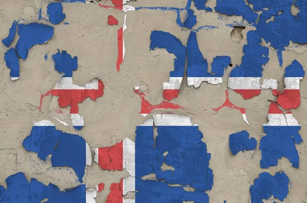Island Flagga Avbildad Färg Färger Gamla Föråldrade Röriga Betong Vägg — Stockfoto