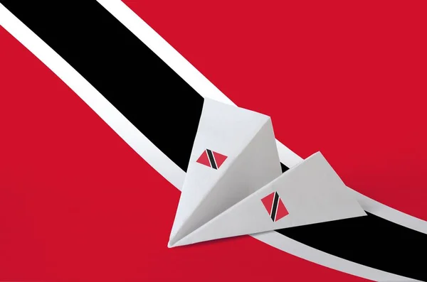 Trinidad Tobago Vlag Afgebeeld Papier Origami Vliegtuig Oosterse Handgemaakte Kunst — Stockfoto