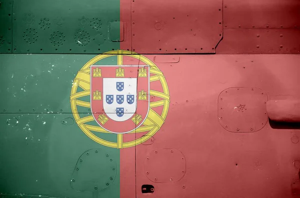 Portugal Vlag Afgebeeld Zijkant Deel Van Militaire Gepantserde Helikopter Van — Stockfoto