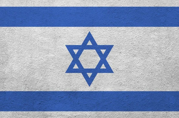 Izraelská Vlajka Vyobrazená Jasných Barvách Staré Reliéfní Omítce Zblízka Texturovaný — Stock fotografie
