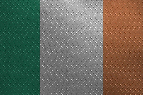 Ireland Flag Depicted Paint Colors Old Brushed Metal Plate Wall — ストック写真