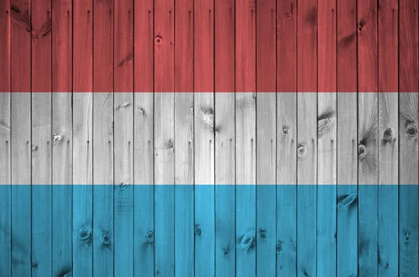 Luxemburg Flagga Avbildas Ljusa Färg Färger Gamla Trävägg Närbild Texturerad — Stockfoto