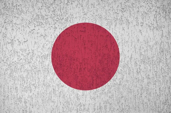 Bandeira Japão Retratada Cores Tinta Brilhantes Parede Reboco Alívio Antigo — Fotografia de Stock