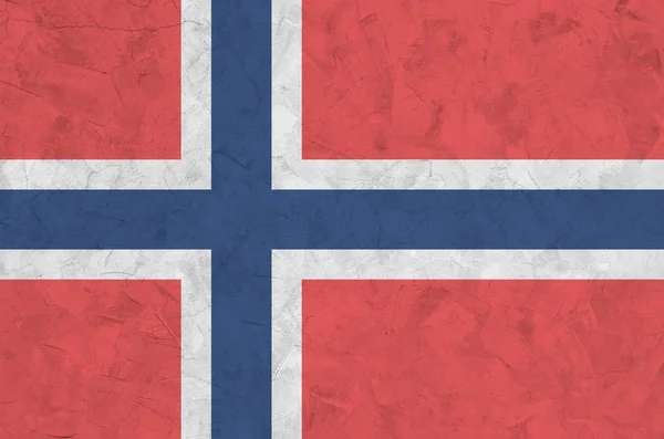 Прапор Норвегії Зображений Яскравими Кольорами Фарби Старому Рельєфному Штукатурці Текстовий — стокове фото