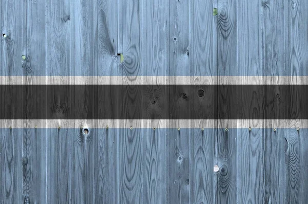 Botswana Flag Depicted Bright Paint Colors Old Wooden Wall Close — Stock Photo, Image