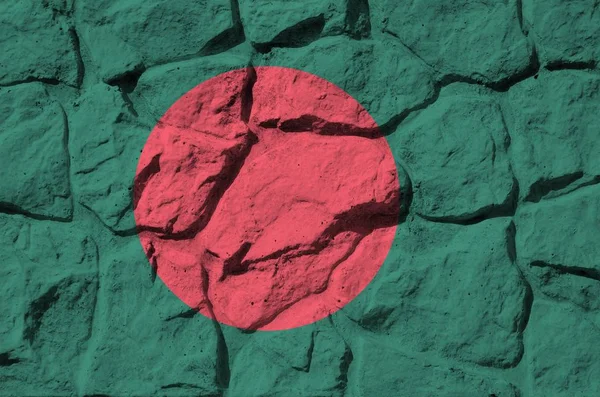 Bandeira Bangladesh Retratada Cores Tinta Parede Pedra Antiga Perto Banner — Fotografia de Stock