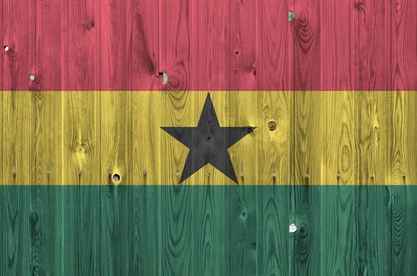 Drapeau Ghana Représenté Dans Des Couleurs Vives Peinture Sur Vieux — Photo