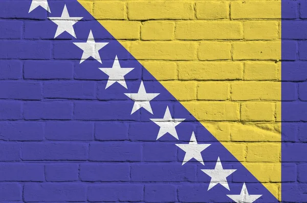 Bendera Bosnia Dan Herzegovina Yang Digambarkan Berwarna Warni Dinding Bata — Stok Foto