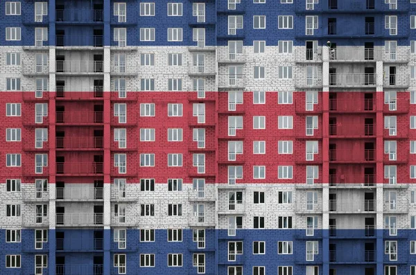 Bandera Costa Rica Representada Colores Pintura Edificio Residencial Varios Pisos — Foto de Stock