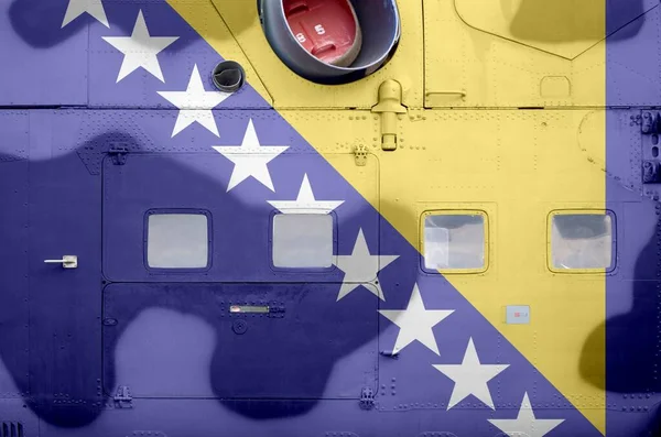 Прапор Боснії Герцеговини Зображений Стороні Військових Броньованих Вертольотів Військові Сили — стокове фото
