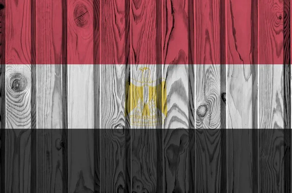Egypte Vlag Afgebeeld Heldere Verf Kleuren Oude Houten Muur Close — Stockfoto