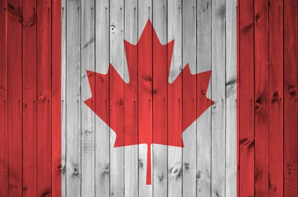 Bandiera Canada Raffigurata Colori Vivaci Vernice Sulla Vecchia Parete Legno — Foto Stock