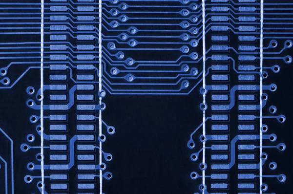 Detailní Záběr Barevné Desky Mikroobvodů Abstraktní Technické Zázemí Počítačový Mechanismus — Stock fotografie