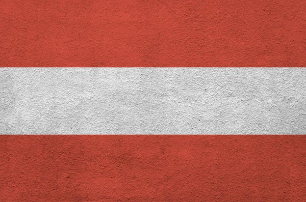 Flaga Austrii Przedstawiony Jasnych Kolorach Farby Starej Ściany Tynkarskiej Płaskorzeźby — Zdjęcie stockowe