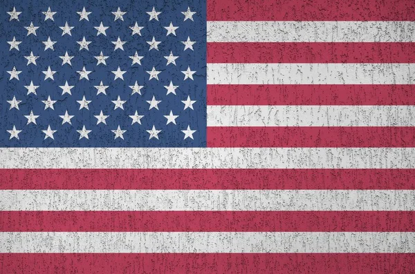 Vereinigte Staaten Von Amerika Flagge Hellen Farben Auf Alten Relief — Stockfoto