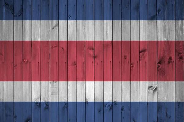 Прапор Коста Рики Зображений Яскравими Кольорами Фарби Старій Дерев Яній — стокове фото