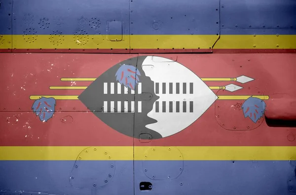 Bandera Suazilandia Representada Parte Lateral Del Helicóptero Blindado Militar Cerca — Foto de Stock