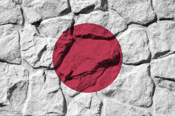 Bandeira Japão Retratada Cores Tinta Parede Pedra Velha Perto Banner — Fotografia de Stock