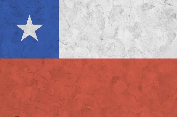Bandeira Chile Retratada Cores Tinta Brilhantes Parede Reboco Alívio Antigo — Fotografia de Stock