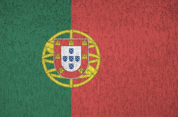 Bandera Portugal Representada Colores Pintura Brillantes Antigua Pared Yeso Relieve — Foto de Stock