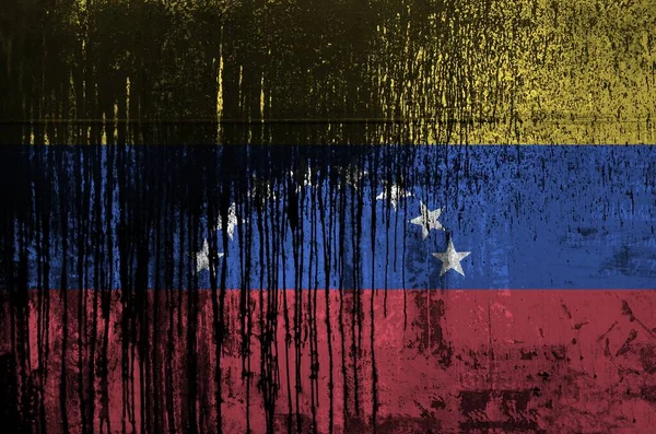 Bandera Venezuela Representada Colores Pintura Pared Del Barril Petróleo Viejo — Foto de Stock