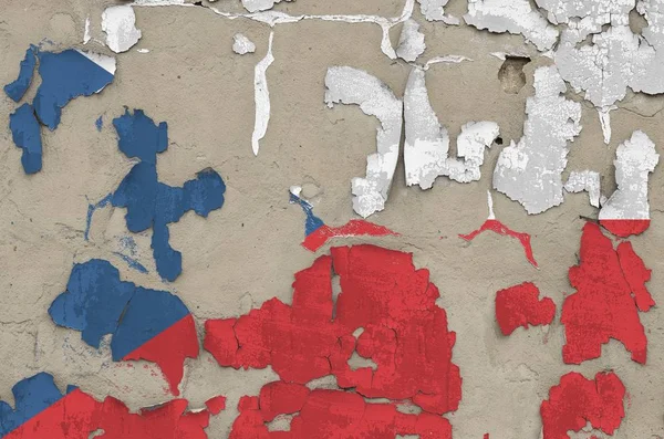 Tjeckiska Flaggan Avbildas Färg Färger Gamla Föråldrade Röriga Betong Vägg — Stockfoto