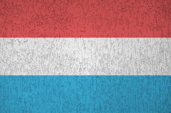 Прапор Люксембургу Зображений Яскравими Кольорами Фарби Старому Рельєфному Штукатурці Текстовий — стокове фото