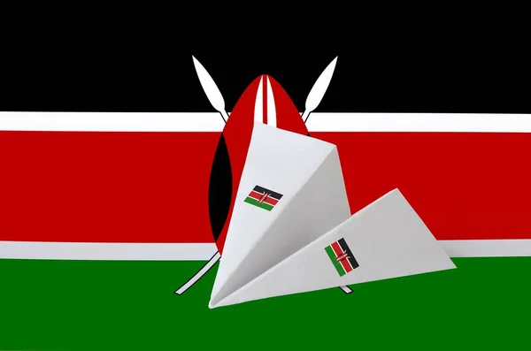 Bandiera Kenya Raffigurato Carta Origami Aereo Orientale Concetto Arti Fatte — Foto Stock