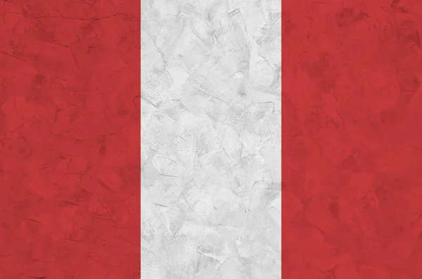 Bandiera Perù Raffigurata Colori Vivaci Sulla Vecchia Parete Intonaco Rilievo — Foto Stock