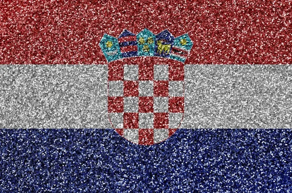 Croatia flag depicted on many small shiny sequins. Colorful festival background for disco party