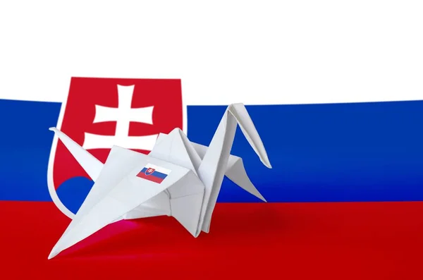 Slowakije Vlag Afgebeeld Papier Origami Kraanvleugel Oosterse Handgemaakte Kunst Concept — Stockfoto