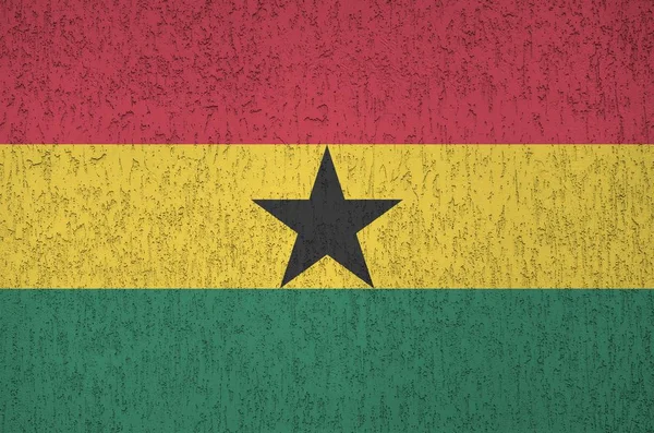 Drapeau Ghana Représenté Dans Des Couleurs Vives Peinture Sur Vieux — Photo