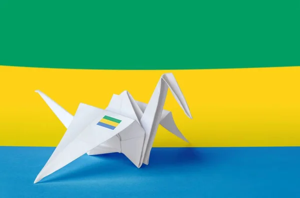 Bandera Gabón Representada Ala Grúa Origami Papel Concepto Arte Artesanal — Foto de Stock