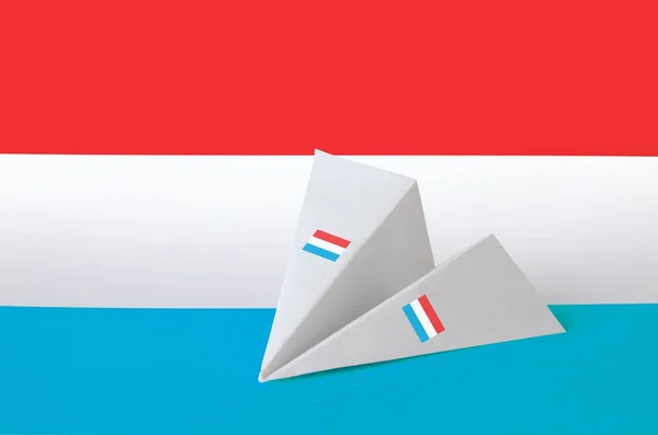 Прапор Люксембургу Зображений Паперовому Літаку Оригамі Східне Мистецтво Ручної Роботи — стокове фото