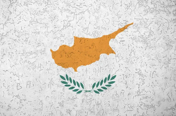 Cypern Flagga Avbildas Ljusa Färg Färger Gamla Relief Putsning Vägg — Stockfoto