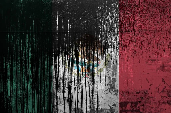 Mexiko Flagga Avbildad Färg Färger Gamla Och Smutsiga Oljefat Vägg — Stockfoto