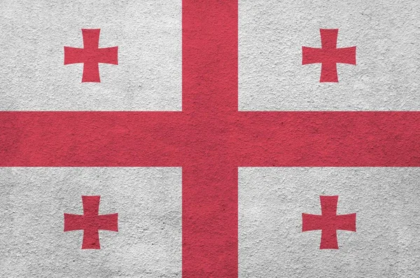 Flaga Gruzji Przedstawiona Jasnych Kolorach Farby Starych Tynkarskich Ścianach Reliefowych — Zdjęcie stockowe