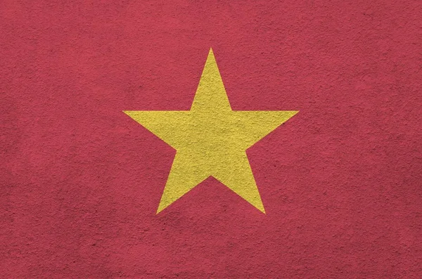 Vietnam Zászló Ábrázolt Élénk Festék Színek Régi Megkönnyebbülés Vakolás Fal — Stock Fotó