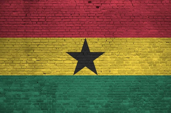 Ghanafahne Farbtönen Auf Alten Ziegelwänden Aus Nächster Nähe Strukturierte Banner — Stockfoto